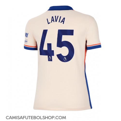 Camisa de time de futebol Chelsea Romeo Lavia #45 Replicas 2º Equipamento Feminina 2024-25 Manga Curta